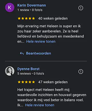 Google reviews telefoon over traject bij Healthy met Heleen 2