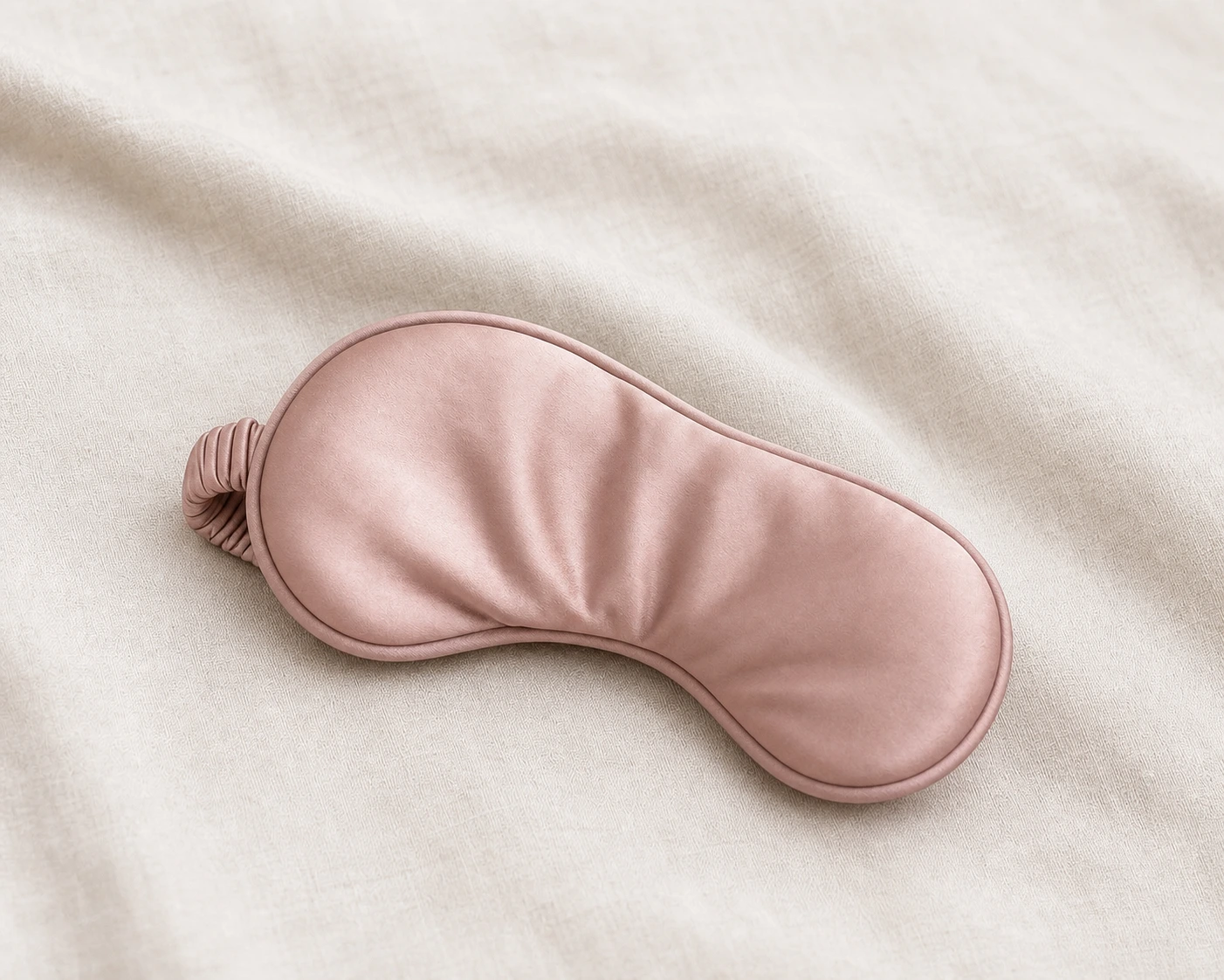 Roze slaapmasker als beeld voor onrustige slaap in de perimenopauze