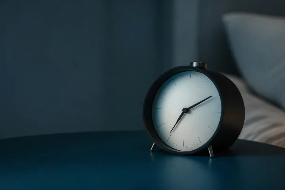 Open wekker zonder cijfers als beeld voor nachtelijk wakker worden in de perimenopauze