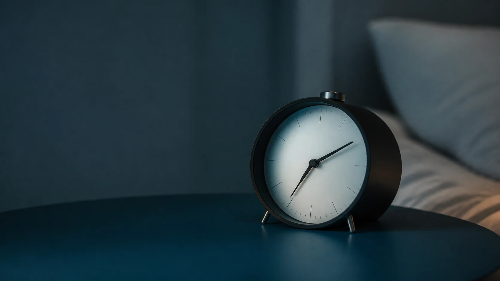 Open wekker zonder cijfers als beeld voor nachtelijk wakker worden in de perimenopauze